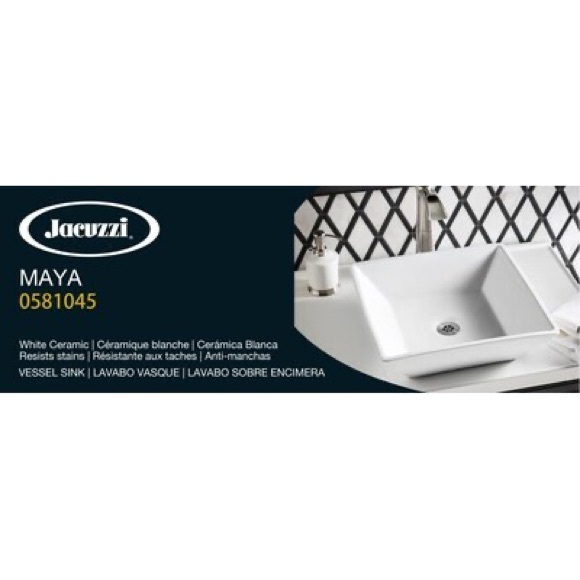 Jacuzzi Maya White Vessel Square Traditional Bathroom Sink (16.14-in x 16.14-in) - Picture 5 of 7